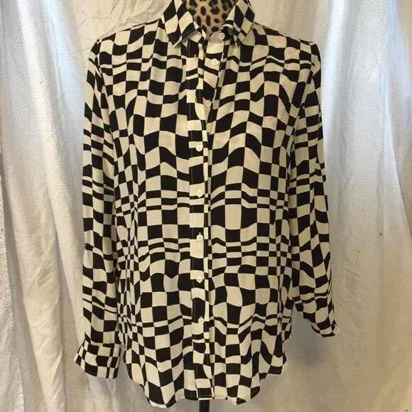 Joe Fresh Checkered Wavy Blouse - Picture 1 of 3